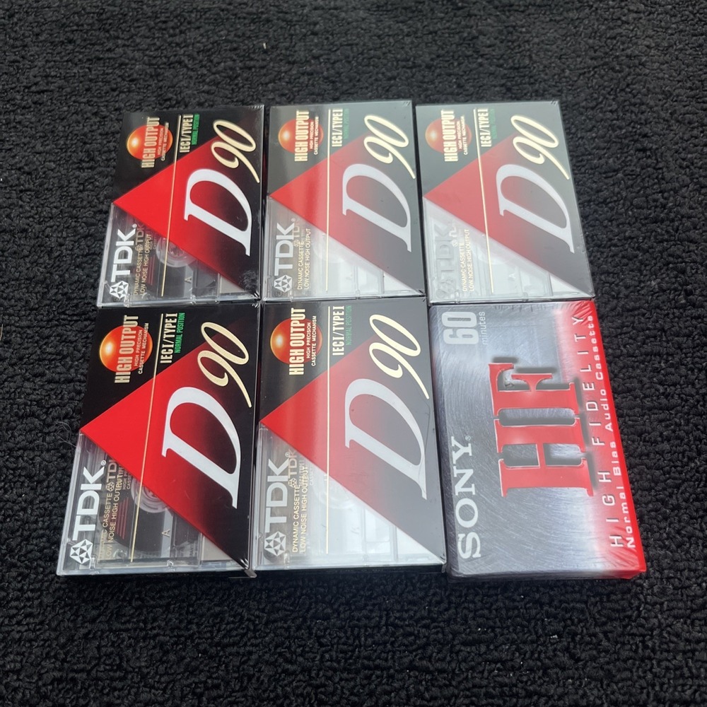 NEW SEALED 5 TDK D90 High Output IEC 1 Type 1 Dynamic   Cassette Tapes